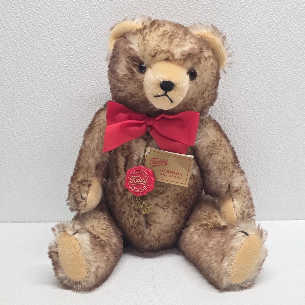 Vintage Hermann Brown Tipped Mohair German Teddy Bear 15" Plush With Tag!